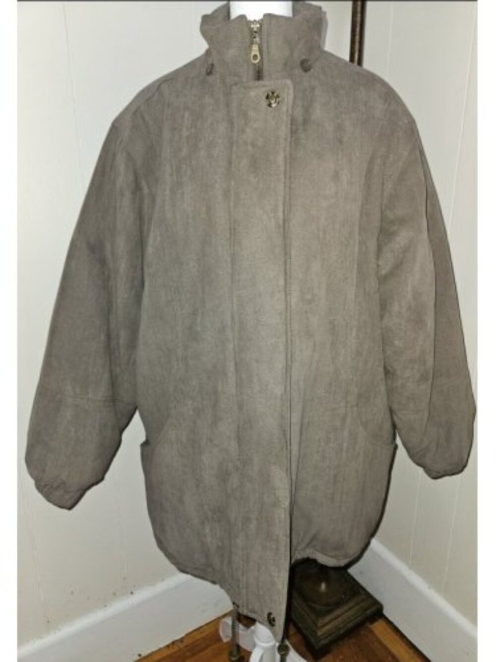 WORTHINGTON Brown Faux Suede Parka Jacket Ladies LARGE